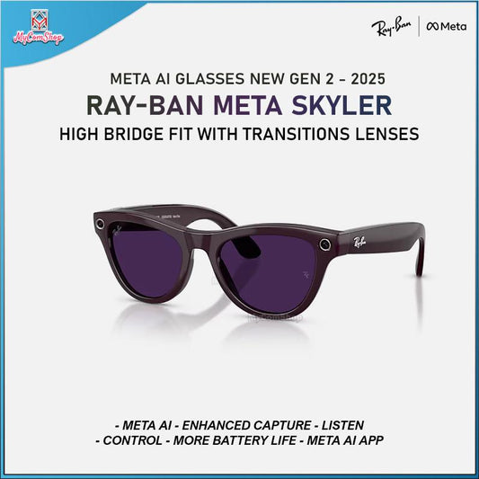 RAY-BAN META SKYLER AI SUNGLASSES GEN 2 HIGH BRIDGE FIT WITH TRANSITIONS LENSES
