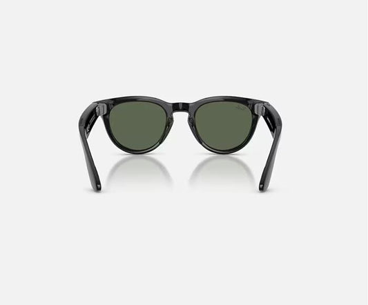 RAY-BAN META LOW BRIDGE FIT HEADLINER AI SUNGLASSES GEN 2 STANDARD SHINY BLACK WITH G-15 GREEN SOLID LENSES