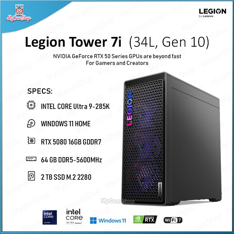 LENOVO LEGION TOWER 7i GEN 10 ULTRA 9 285K 64GB RAM 2TB SSD RTX 5080 16GB VRAM