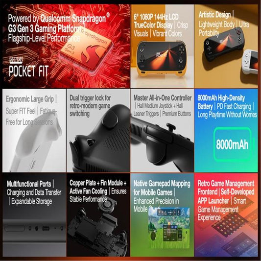 AYANEO KONKR POCKET FIT G3 GEN 3 SNAPDRAGON ANDROID HANDHELD PORTABLE GAMING CONSOLE