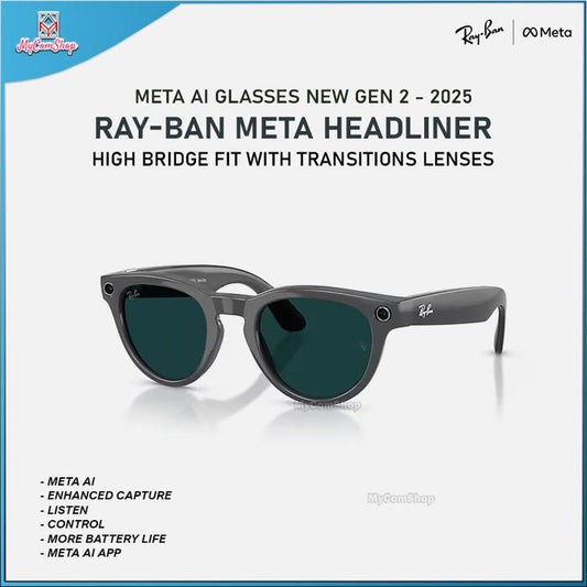 RAY-BAN META HEADLINER AI SUNGLASSES GEN 2 HIGH BRIDGE FIT WITH TRANSITIONS LENSES