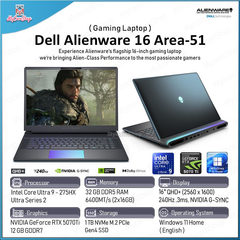 DELL ALIENWARE 16 AREA-51 ULTRA 9 275HX 32GB RAM 1TB SSD RTX 5070 TI 12GB VRAM 16" QHD+ 240HZ