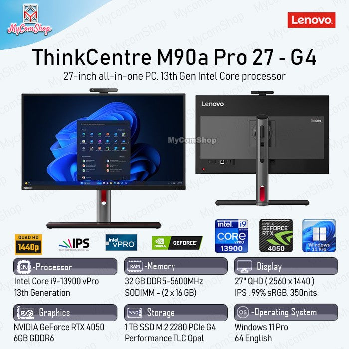 PC AIO THINKCENTRE M90A PRO GEN 4 i9-13900 32GB 1TB RTX 4050 27" QHD
