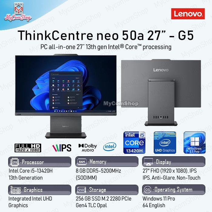 LENOVO THINKCENTRE NEO 50A 27 GEN 5 PC AIO i5-13420H 8GB 256GB FHD