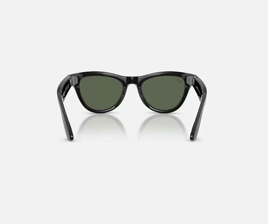RAY-BAN META SKYLER AI SUNGLASSES GEN 2 STANDARD LENSES HIGH BRIDGE FIT WITH SHINY BLACK G-15 GREEN LENSES