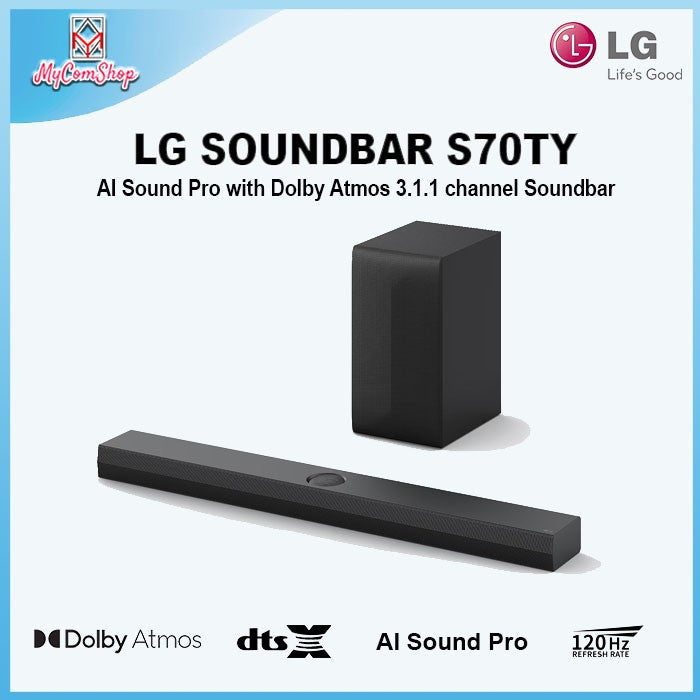 LG SOUNDBAR S70TY 3.1.1-CHANNEL SPEAKER DOLBY ATMOS DTSX WITH AI SOUND PRO