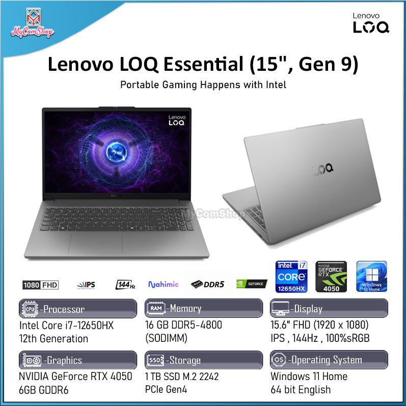 LENOVO LOQ ESSENTIAL 15IAX9E I7-12650HX 16GB RAM 1TB SSD RTX 4050 6GB VRAM 15," FULL HD IPS 144HZ