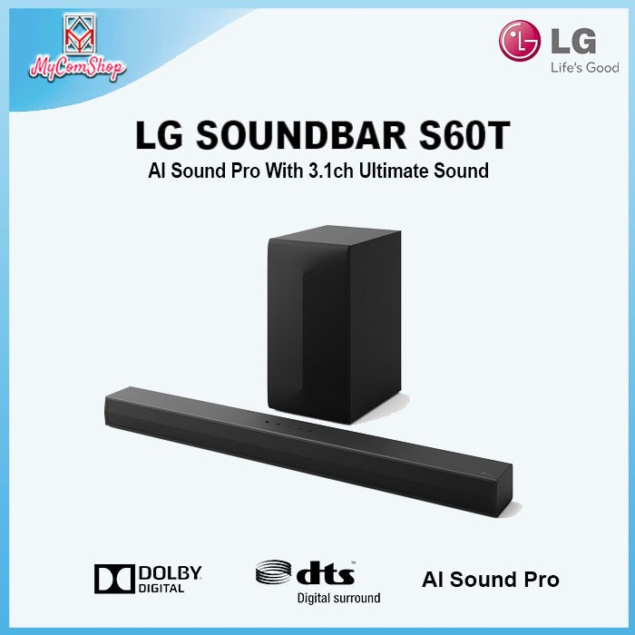 LG SOUNDBAR S60T 3.1-CHANNEL SPEAKER ULTIMATE SOUND WITH AI SOUND PRO