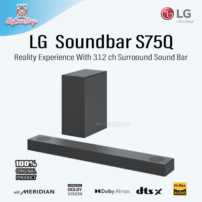 LG SOUNDBAR S75Q 3.1.2-CHANNEL SPEAKER DOLBY ATMOS VISION DTSX HI-RES