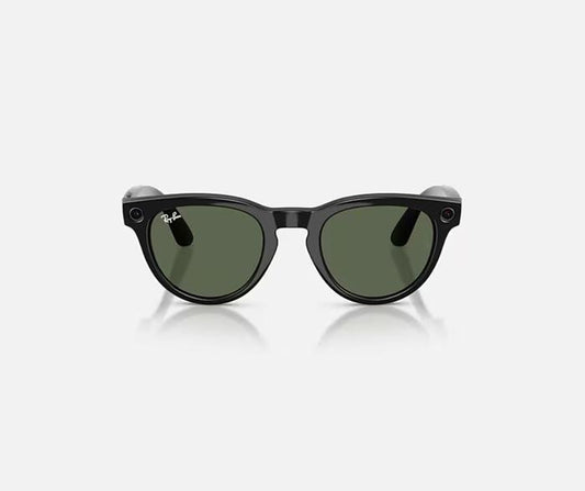 RAY-BAN META HEADLINER AI SUNGLASSES GEN 2 STANDARD LENSES HIGH BRIDGE FIT WITH SHINY BLACK G-15 GREEN LENSES