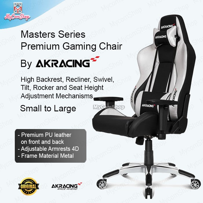 AKARACING MASTER SERIES PREMIUM GAMING CHAIR ADJUSTABLE - SILVER