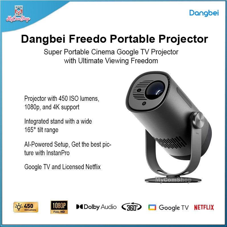 DANGBEI FREEDO PORTABLE PROJECTOR 450 ISO LUMENS FULL HD SUPPORT 4K AI POWERED