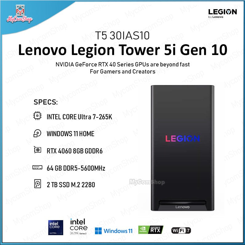 LENOVO LEGION TOWER 5I GEN 10 ULTRA 7 265K 64GB RAM 2TB SSD RTX 4060 8GB VRAM