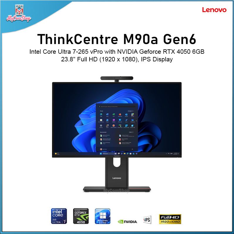 LENOVO PC AIO THINKCENTRE M90A GEN 6 ULTRA 7 265 VPRO 16GB RAM 1TB SSD RTX 4050 6GB 23.8 INCH FULL HD IPS