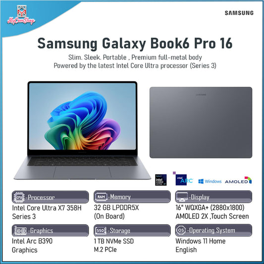 SAMSUNG GALAXY BOOK6 PRO 16 ULTRA X7 358H 32GB RAM 1TB SSD INTEL ARC 16" AMOLED TOUCH