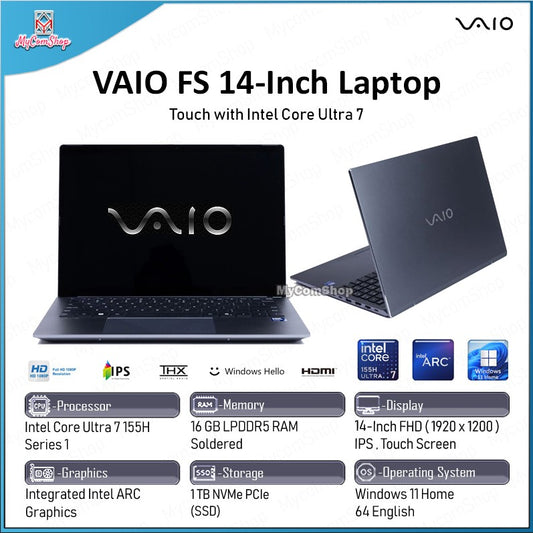 VAIO FS 14 LAPTOP ULTRA 7 155H 16GB RAM 1TB SSD INTEL ARC 14" TOUCH SCREEN IPS DISPLAY