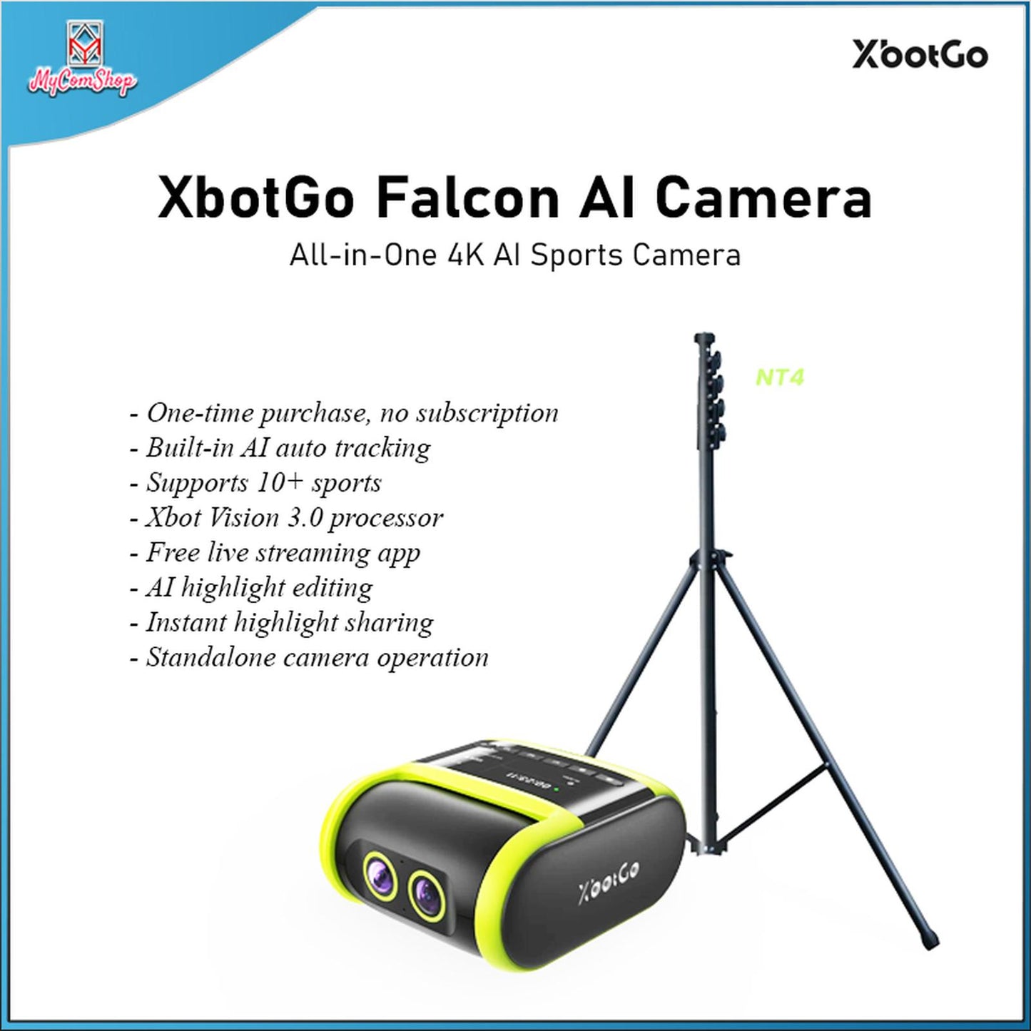 XBOTGO FALCON PROFESSIONAL AI SPORTS CAMERA 4K UHD LIVE STREAMING AUTO TRACKING DUAL LENS