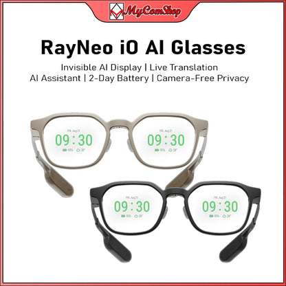 RAYNEO IO AI GLASSES 33-INCH INVISIBLE AI DISPLAY TELEPROMPTER WITH CHARGING CASE
