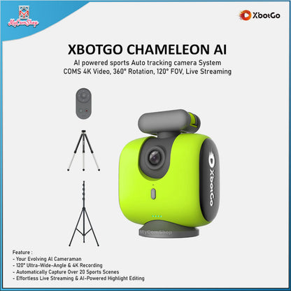 XBOTGO CHAMELON AI CAMERA SPORTS AUTOMATIC ULTRAWIDE 4K 360 ROTATION ALL-INCLUSIVE BUNDLE