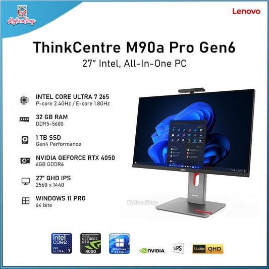 LENOVO PC AIO THINKCENTRE M90A PRO GEN 6 ULTRA 7 265 32GB RAM 1TB SSD RTX 4050 6GB 27 INCH QHD NON TOUCH
