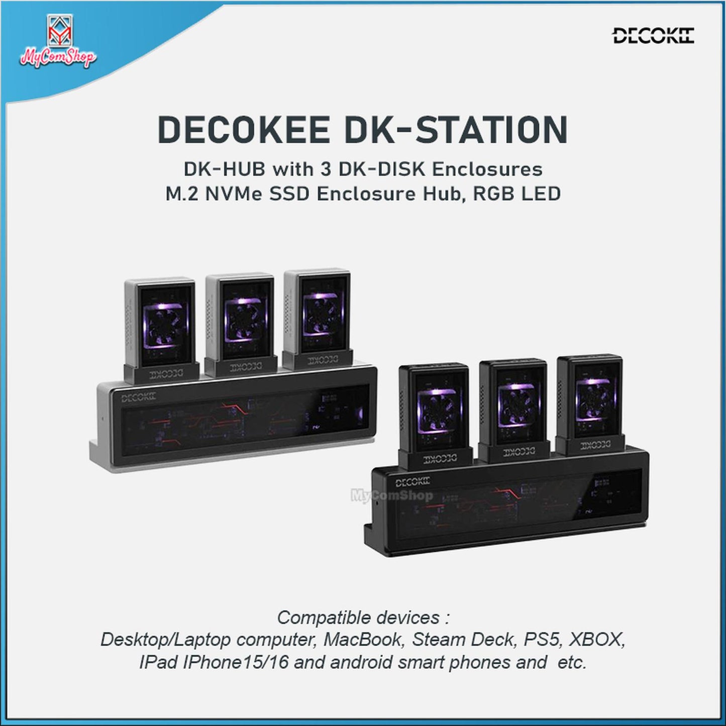 DECOKEE DK-STATION PRO DK-DISK M.2 NVME SSD ENCLOSURE HUB X3 RGB LED