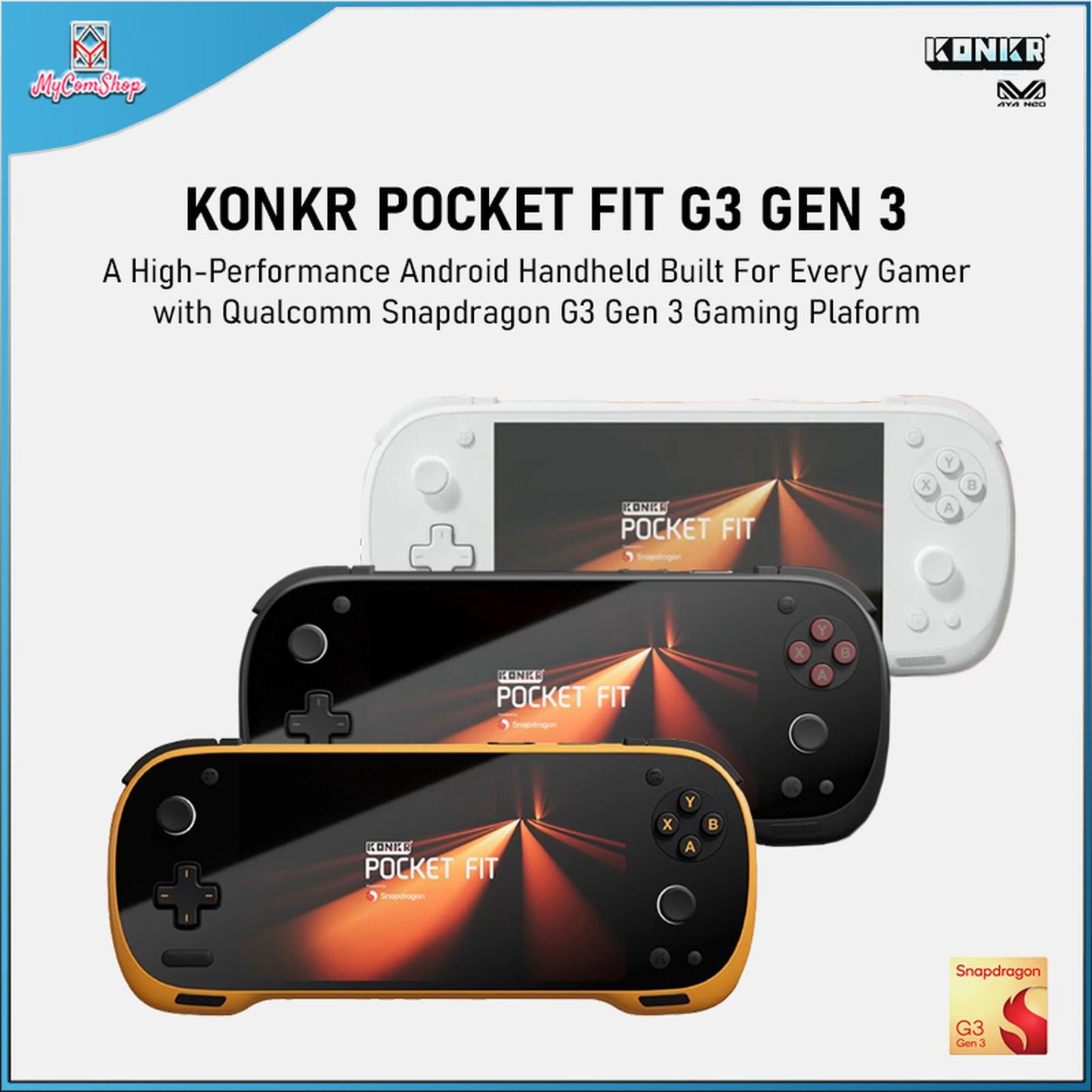 AYANEO KONKR POCKET FIT G3 GEN 3 SNAPDRAGON ANDROID HANDHELD PORTABLE GAMING CONSOLE