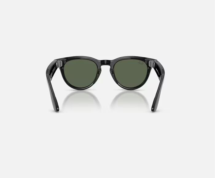 RAY-BAN META LOW BRIDGE FIT HEADLINER AI SUNGLASSES GEN 2 STANDARD SHINY BLACK WITH G-15 GREEN SOLID LENSES