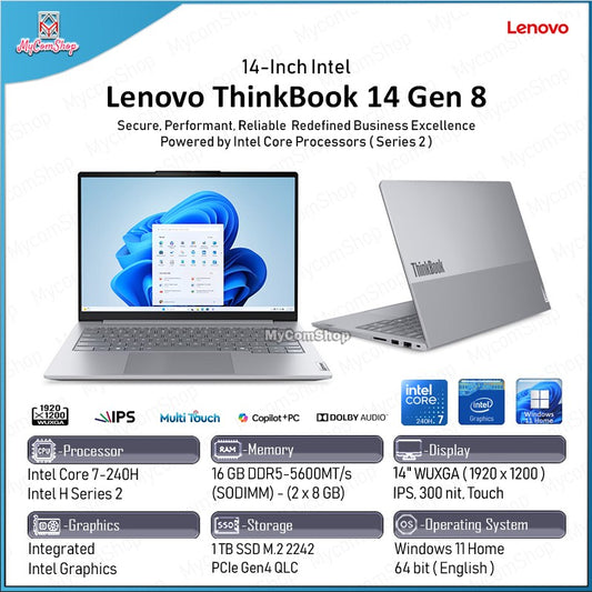 LENOVO THINKBOOK 14 GEN 8 INTEL CORE 7 240H 16GB RAM 1TB SSD INTEL GRAPHIC 14" WUXGA TOUCH