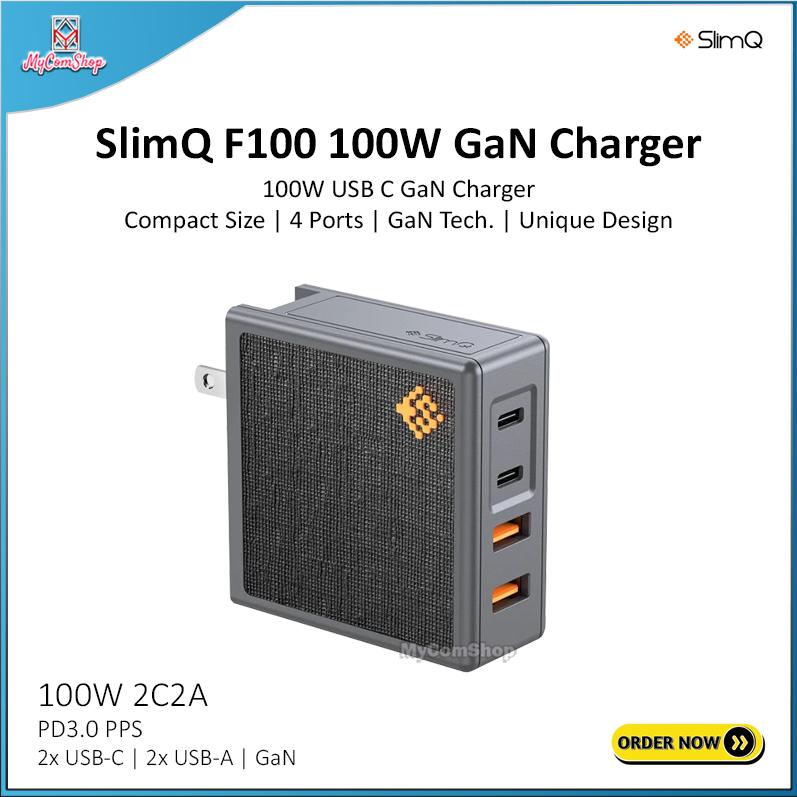 SLIMQ F100 100W GAN CHARGER USB C CHARGER PD3.0 FAST CHARGING FOR LAPTOP TABLET PHONES ACC