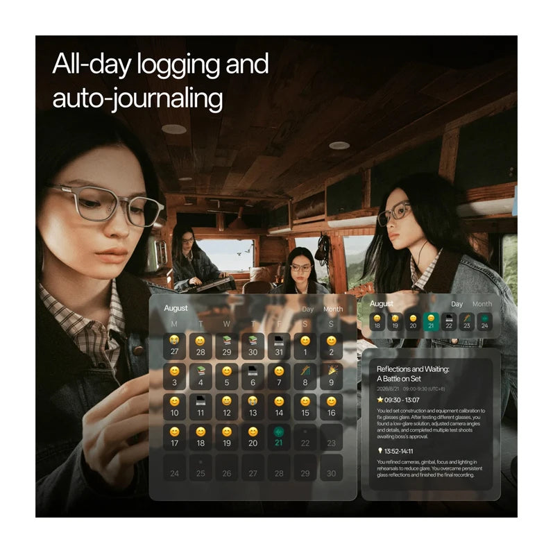 RAYNEO IO AI GLASSES 33-INCH INVISIBLE AI DISPLAY TELEPROMPTER WITH CHARGING CASE