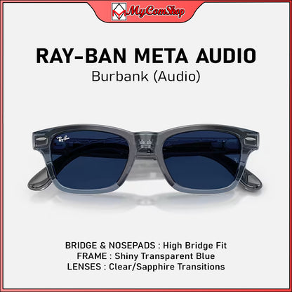 RAY-BAN META AUDIO BURBANK SHINY TRANSPARENT BLUE CLEAR/SAPPHIRE TRANSITIONS