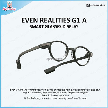 EVEN REALITIES G1 A SMART GLASSES DISPLAY AI BLUETOOTH WATER RESISTANCE