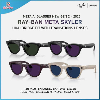 RAY-BAN META SKYLER AI SUNGLASSES GEN 2 HIGH BRIDGE FIT WITH TRANSITIONS LENSES