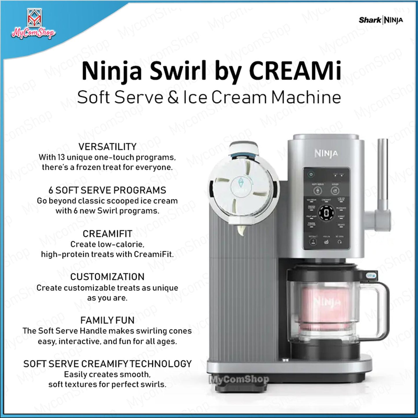 NINJA SWIRL CREAMI SOFT SERVE ICE CREAM MACHINE