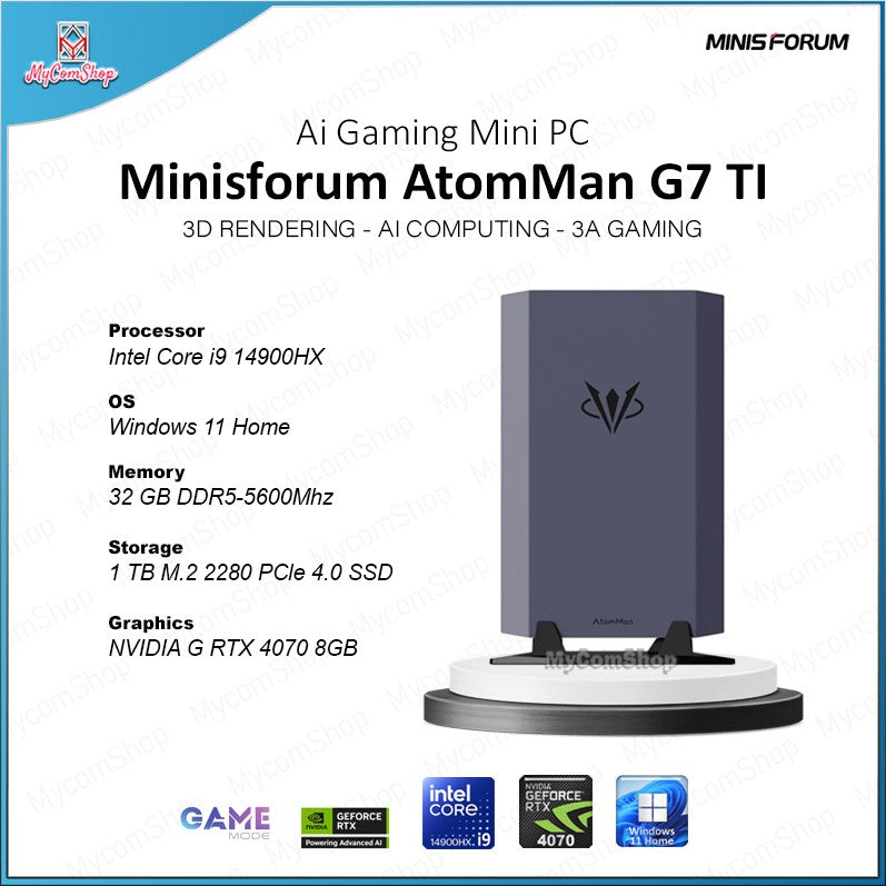 MINISFORUM MINI PC ATOMMAN G7 TI I9-14900HX 32GB RAM 1TB SSD NVIDIA RTX 4070 8GB WIN 11 HOME