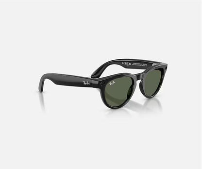RAY-BAN META HEADLINER AI SUNGLASSES GEN 2 STANDARD LENSES HIGH BRIDGE FIT WITH SHINY BLACK G-15 GREEN LENSES