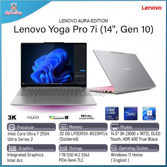 LENOVO YOGA PRO 7I GEN 10 ULTRA 7 255H 32GB RAM 1TB SSD INTEL ARC 14.5" 3K OLED TOUCH SCREEN