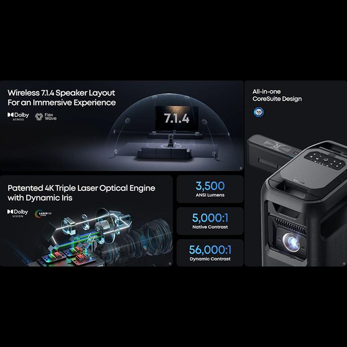 SOUNDCORE NEBULA X1 PRO MOBILE THEATER 4K PROJECTOR WITH WIRELESS 7.1.4 SOUND SPEAKER