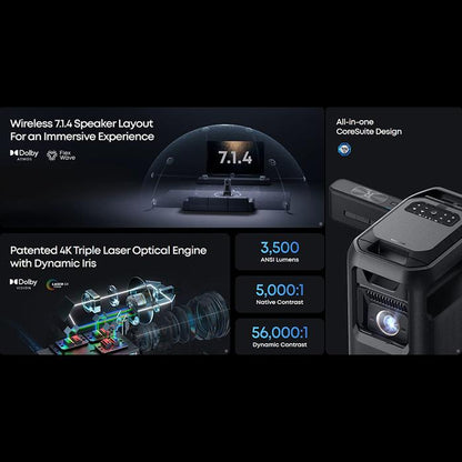 SOUNDCORE NEBULA X1 PRO MOBILE THEATER 4K PROJECTOR WITH WIRELESS 7.1.4 SOUND SPEAKER