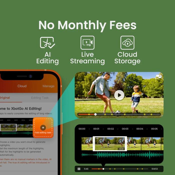 XBOTGO CHAMELON AI CAMERA SPORTS AUTOMATIC ULTRAWIDE 4K 360 ROTATION ALL-INCLUSIVE BUNDLE