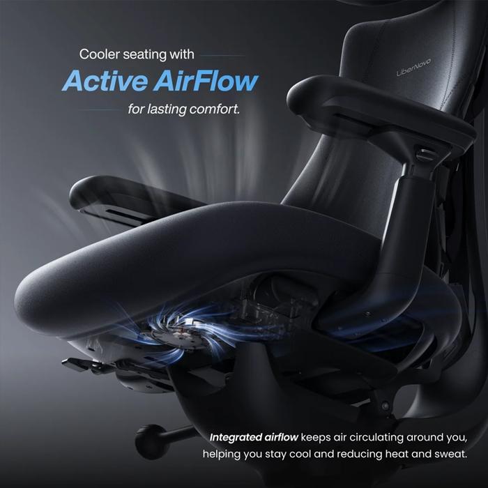 LIBERNOVO OMNI PRO DYNAMIC ERGONOMIC OFFICE CHAIR WITH STEPSYNC FOOTREST MOTORISED LUMBAR ACTIVE AIRFLOW 160° RECLINE