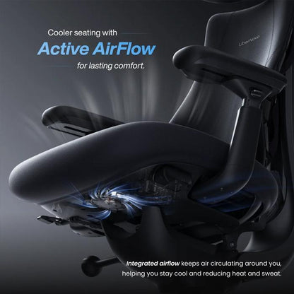 LIBERNOVO OMNI PRO DYNAMIC ERGONOMIC OFFICE CHAIR WITH STEPSYNC FOOTREST MOTORISED LUMBAR ACTIVE AIRFLOW 160° RECLINE