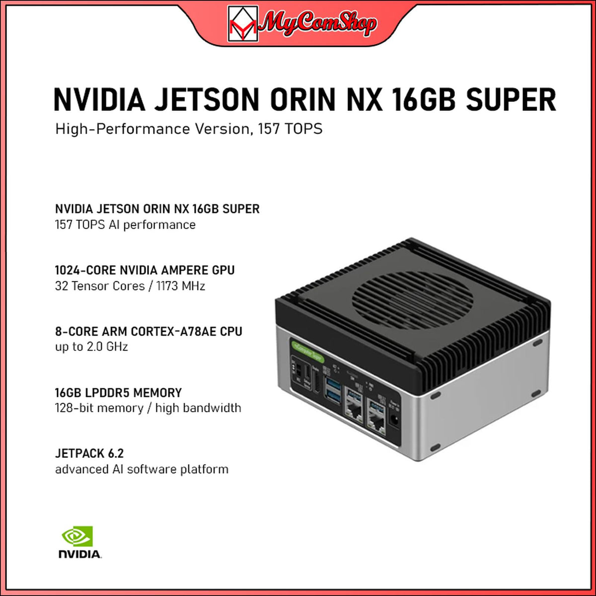 NVIDIA JETSON ORIN NX 16GB SUPER DEVELOPMENT KIT 157 TOPS