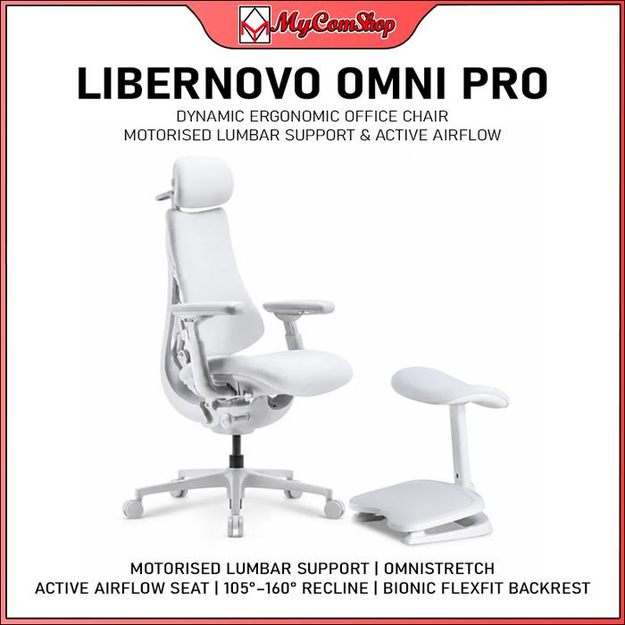 LIBERNOVO OMNI PRO DYNAMIC ERGONOMIC OFFICE CHAIR WITH STEPSYNC FOOTREST MOTORISED LUMBAR ACTIVE AIRFLOW 160° RECLINE