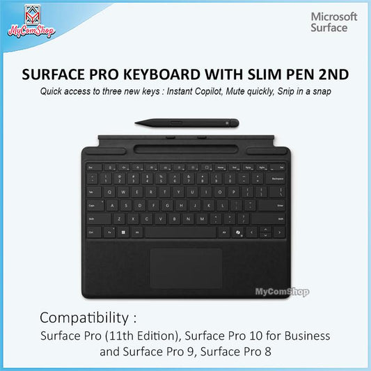 MICROSOFT SURFACE PRO KEYBOARD WITH SLIM PEN COMPATIBLE PRO 11TH/PRO 10/PRO 9/PRO 8