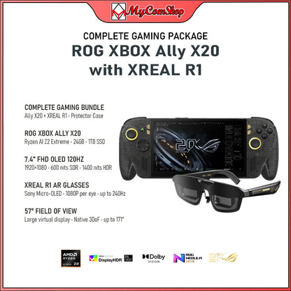 ASUS ROG XBOX ALLY X20 24GB 1TB OLED WITH XREAL R1 AR GLASSES COMPLETE GAMING BUNDLE