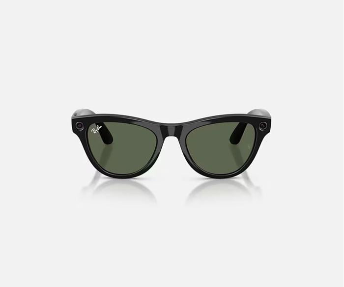 RAY-BAN META SKYLER AI SUNGLASSES GEN 2 STANDARD LENSES HIGH BRIDGE FIT WITH SHINY BLACK G-15 GREEN LENSES