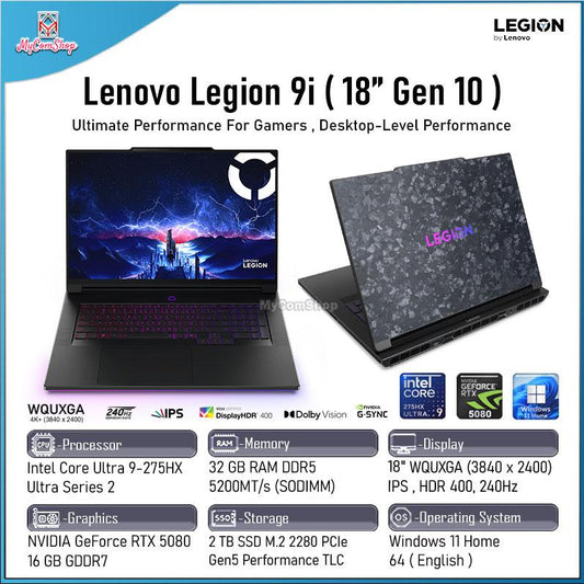LENOVO LEGION 9I GEN 10 ULTRA 9 275HX 32GB RAM 2TB SSD RTX 5080 16GB VRAM 18" WQUXGA