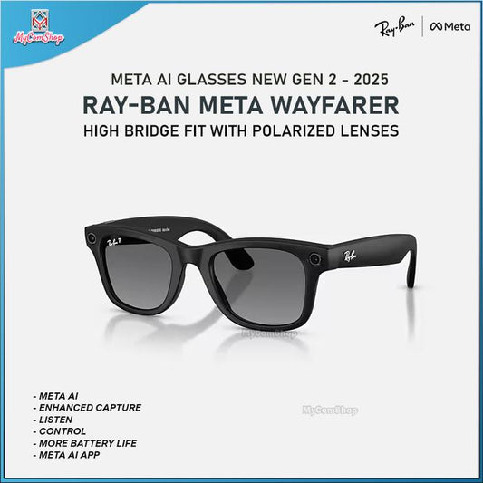 RAY-BAN META WAYFARER META AI SUNGLASSES GEN 2 POLARIZED LENSES GRAPHITE WITH MATTE BLACK FRAME