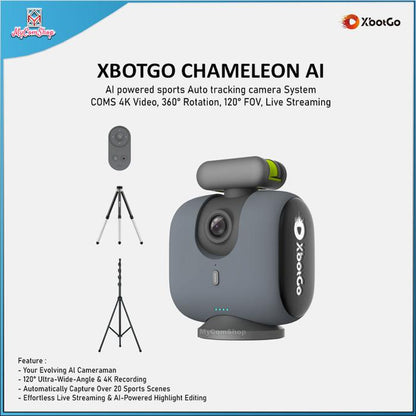 XBOTGO CHAMELON AI CAMERA SPORTS AUTOMATIC ULTRAWIDE 4K 360 ROTATION ALL-INCLUSIVE BUNDLE